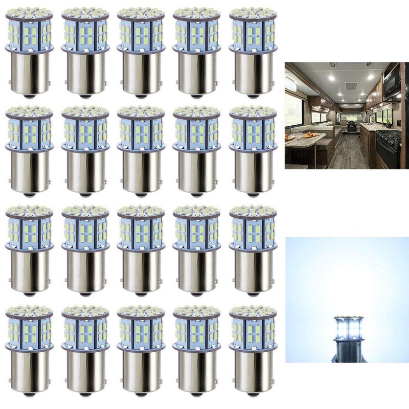 Antline مصابيح LED أنتلين 1156 1141 1003 7506 BA15S بيضاء باردة 20 عبوة، فائقة السطوع 3014 50-SMD بديل لمصابيح الإضاءة الداخلية للسيارات RV والقوارب والشاحنات 12 فولت - Image 1
